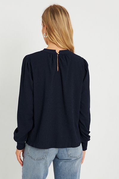 Cool & Sexy Γυναικεία μπλούζα Wrap Navy Blue AYD274