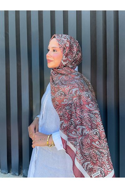 Mira İpek Retro Patterned Cotton Shawl Floral Pattern