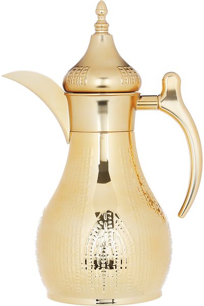 Alsaif Gallery Haila Embossed Gold Steel Thermos Set Of Two Pieces