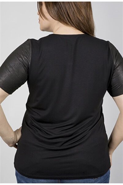 MYLİNE Μπλουζάκι με σουέτ μπροστά και χτενισμένο βαμβακερό πίσω μέρος