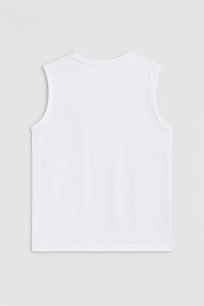 MARKAPIA Ανδρικό λευκό αμάνικο μπλουζάκι με στάμπα