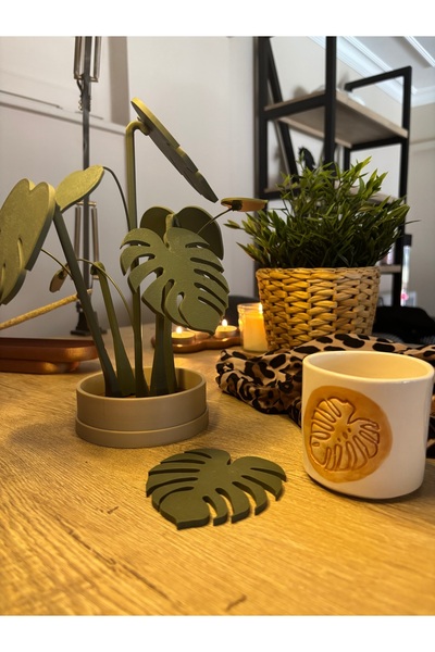 BekAlp MONSTERA bardak altlığı / deve tabanı bardak altlığı / dekoratif