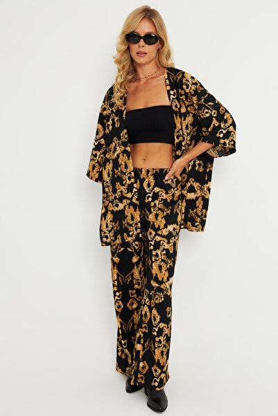 Cool & Sexy Női fekete-arany mintás ráncos alsó felső öltöny LON3004