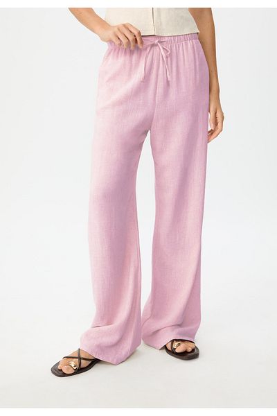 VODENS Linen Blend Pink Loose Cut Trousers