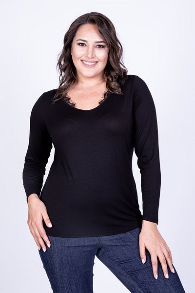 MYLİNE Δαντελένιο T-Shirt με λαιμόκοψη