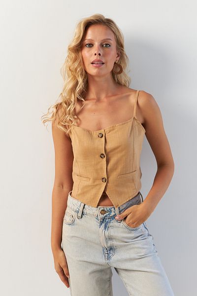 Cool & Sexy Camel дамски елек - с копчета и презрамка, MP20153