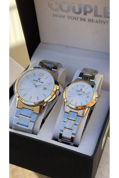 Daniel Klein Dear Combination - Steel Band, Calendar Dial, 3 Atm, 2 Years Warranty, Couple Watch B.13908M2