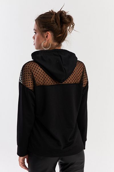Cool & Sexy Damska czarna tiulowa bluza z kapturem Ey2934