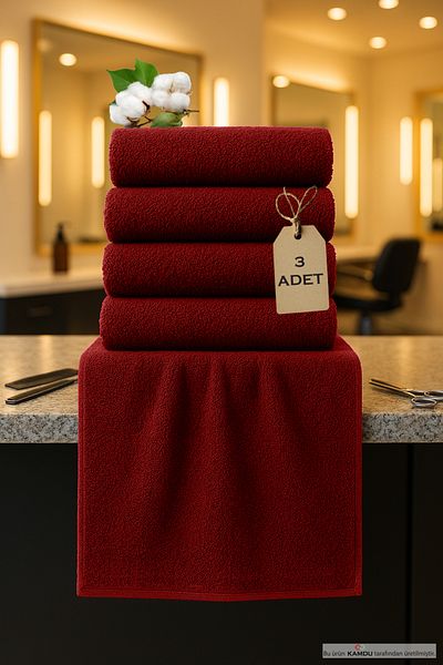 QURRY Large Size 3 Cotton Towels - Fitness, Sports and Hairdressing Set 50x90cm
