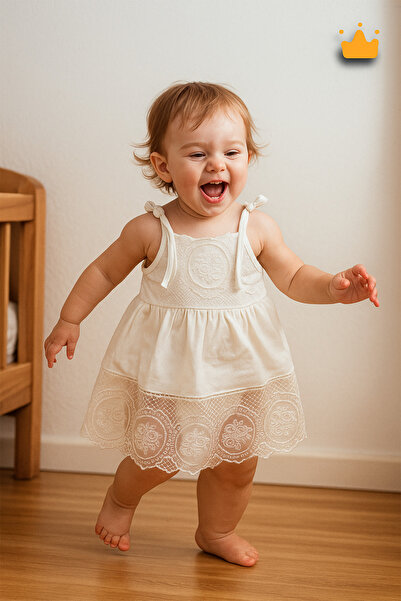 Baby Pattini Babyhola 0-12 شهرًا 100% قطن مزين بحبل معلق فستان بادي بادي 3019
