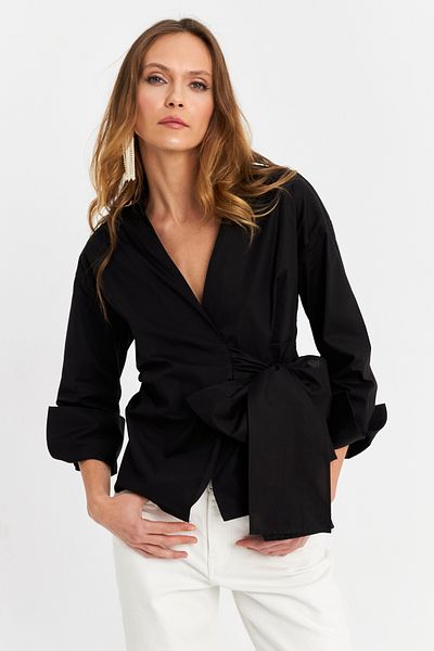 Cool & Sexy Cămașă neagră cu șireturi pentru femei MFS9792