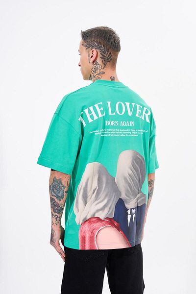 Machinist Ανδρικό μπλουζάκι The Lovers Printed Oversize ανοιχτό πράσινο