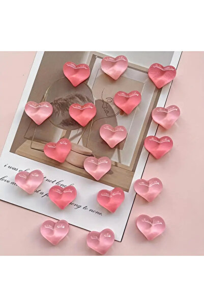 Mucha 4 Adet Pembe Kalp Buzdolabı Magneti Mıknatıslı Fotoğraf Tutucu Magnet K...