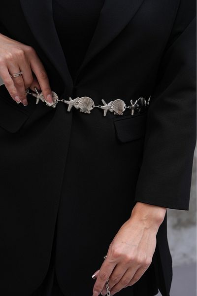 MODAM HİFA Star Detailed Chain Belt Γυναικεία ζώνη φόρεμα Ζώνη πουκάμισο Ζώνη μπουφάν
