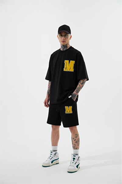 Machinist Ανδρικό χαλαρωμένο μαύρο σορτς