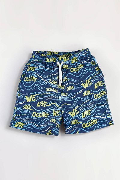 Gold Class Kidswear Μπλε ανδρικό μαγιό - Wave print και Water Repellent