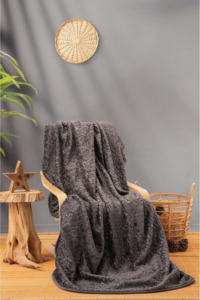 Cotton Box Emboss Double Blanket 220*240 Anthracite
