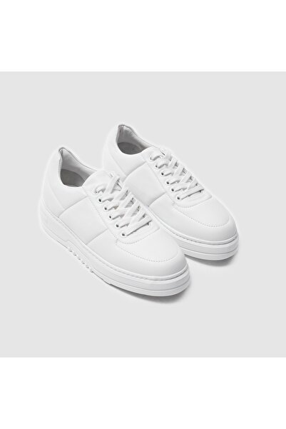 TOGO Beyaz Hakiki Deri Kalın Tabanlı Kadın Spor Ayakkabı [060052]