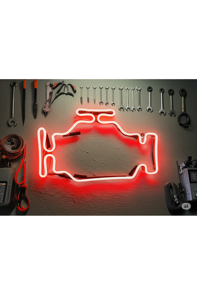 ALPAXA 3D LED Neon Motor Arıza Işığı Şeklinde Duvar Dekoru – Otomotiv Temalı ...