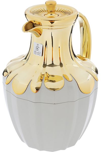 Alsaif Gallery Shaden Thermos, Light Gray And Gold, 1 Liter
