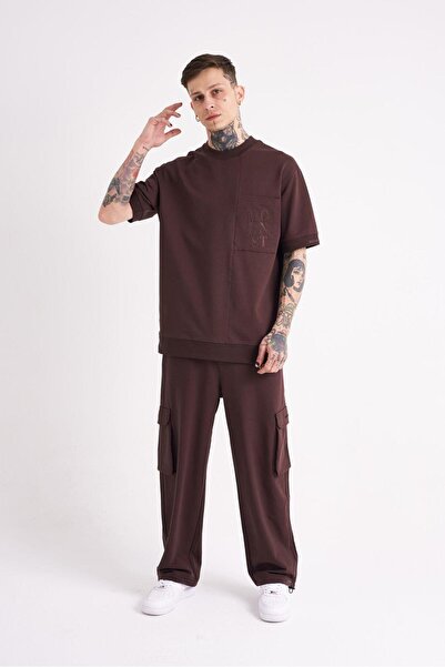 Machinist Ανδρικό μπλουζάκι MCHNST Design Basic Oversize καφέ