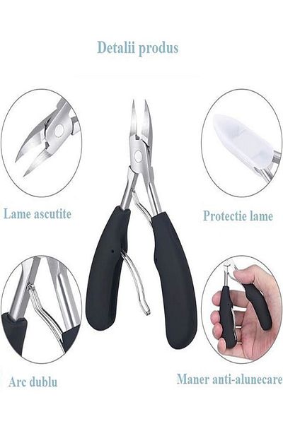 JustZEN Cleste pedichiura, JustZEN™ Profesional, Pentru Unghiile Incarnate Sau Groase, Inox, Negru