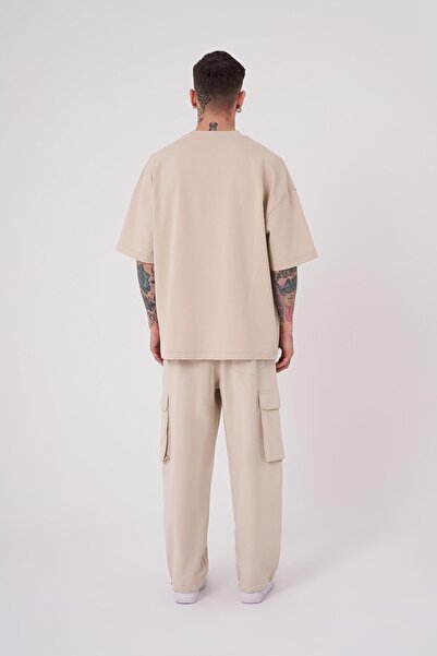 Machinist Ανδρικό μπλουζάκι Tired Eyes Κεντημένο Oversize ανοιχτό μπεζ