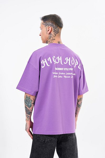 Machinist Ανδρικό μπλουζάκι High Hope με στάμπα oversize μωβ