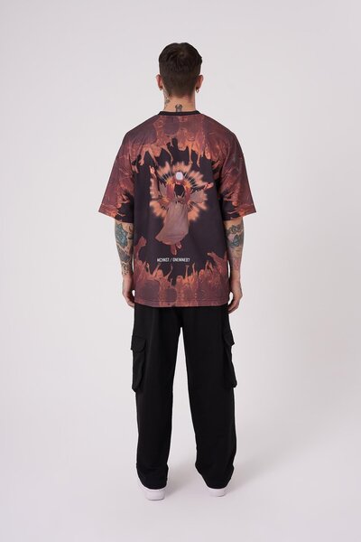 Machinist Ανδρικό μπλουζάκι God Will Guide You Printed Oversize Μαύρο T-Shirt