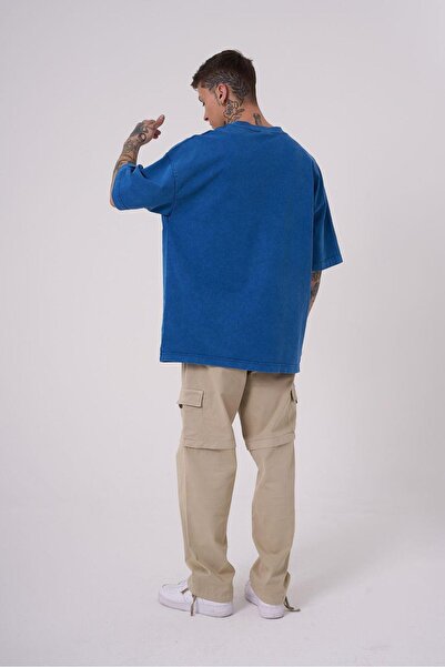 Machinist Чоловіча футболка Born Again з принтом, що піддається пранню, кольору індиго