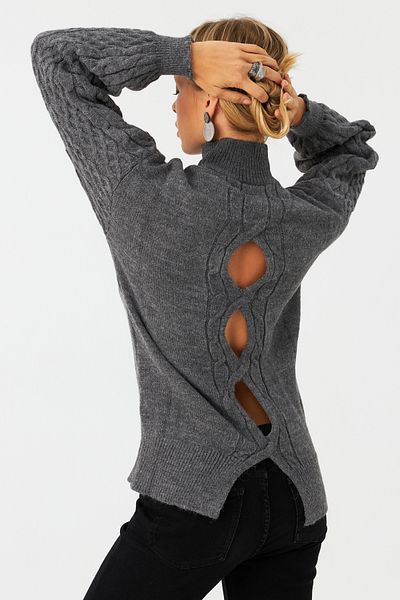 Cool & Sexy Women's Gray Window Sweater - Se3