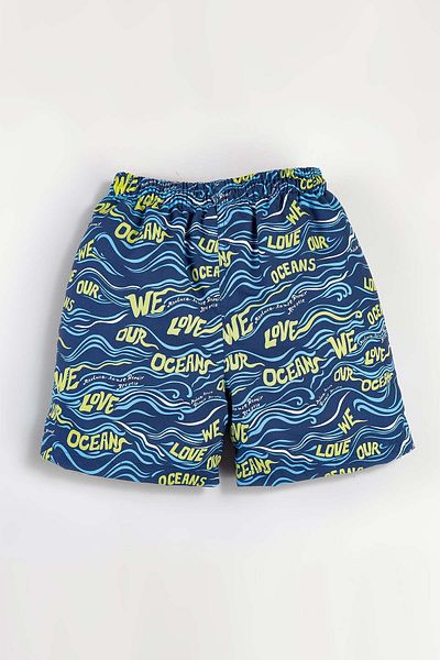 Gold Class Kidswear Μπλε ανδρικό μαγιό - Wave print και Water Repellent
