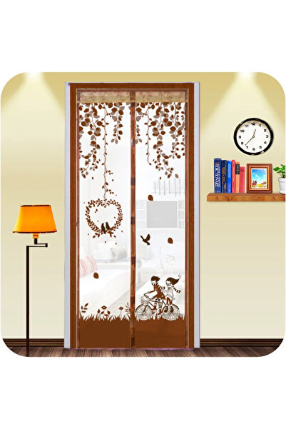 Choice 100x210cm Brown Summer Magnetic Mesh Net Door Curtain-Automatic Closin...