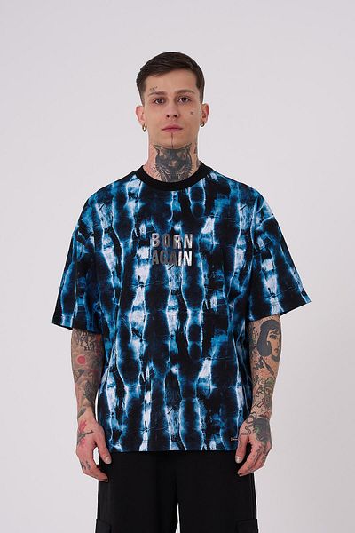 Machinist Men's Batic Printed Oversize Black T-Shirt