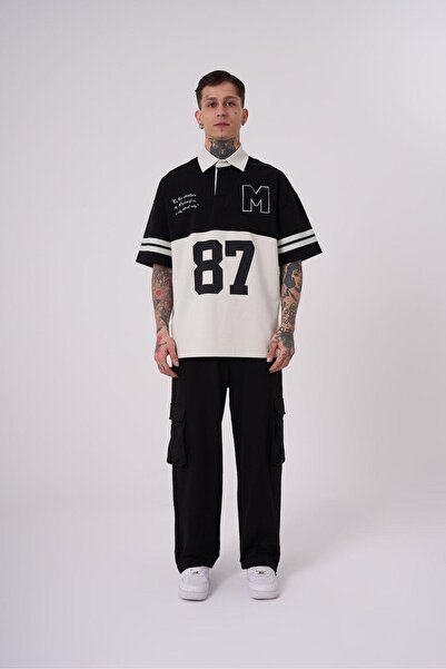 Machinist Men's 87 Pieced Polo Collar Black T-Shirt