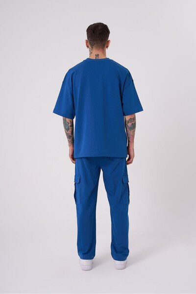 Machinist Ανδρικό βασικό βαμβακερό μπλουζάκι Oversize New Indigo