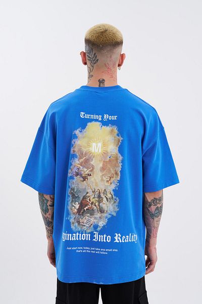 Machinist Men's Oversize Blue T-Shirt - Turning Your Imagination Printed