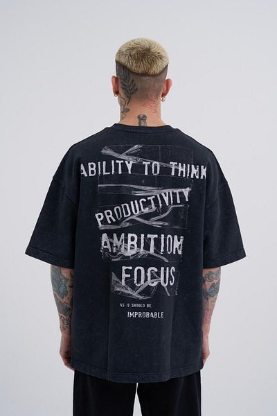 Machinist Men's Oversize Asphalt Cloudy T-Shirt - Washable and Tape Printed