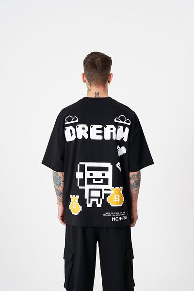 Machinist Ανδρικό μπλουζάκι Dream Rob με στάμπα Oversize μαύρο