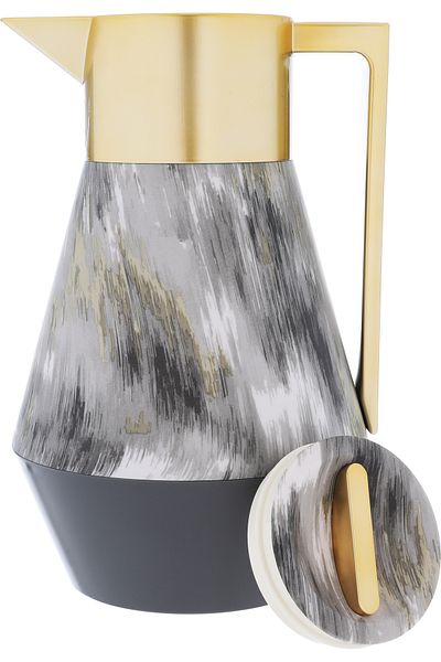 Alsaif Gallery Lydia Pro Thermos, Gray Marble, Golden Handle, 1 Liter