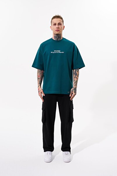 Machinist Ανδρικό μπλουζάκι Stone Of Nemrut με στάμπα μεγάλου μεγέθους Petrol Green