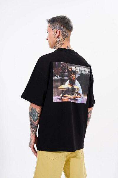 Machinist Alf Printed Men's Oversize Black T-Shirt