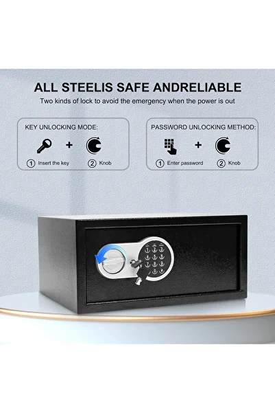 LVH Hotel Safe Box, Wide Safe (32X23X22CM), Large Steel Safe With Hotel Style Digital Lock And Key