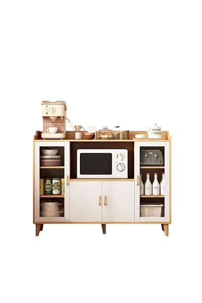 Generic Coffee Corner Cabinet for Living Room or Office with Doors, Drawers and Microwave Holder