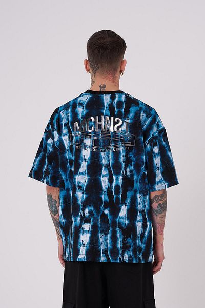 Machinist Men's Batic Printed Oversize Black T-Shirt