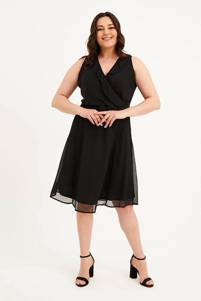 MYLİNE Cross Bias Lined Chiffon Dress