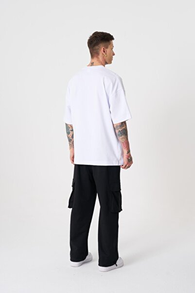 Machinist Tricou alb supradimensionat cu imprimeu Pikachu pentru bărbați