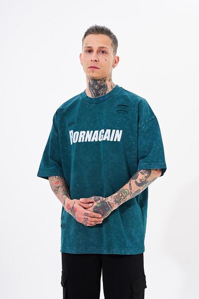 Machinist Ανδρικό μπλουζάκι Born Again Printed Washable Petrol Green T-shirt