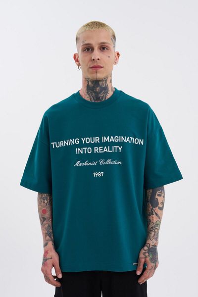 Machinist Ανδρικό μπλουζάκι βενζίνης Oversize - Turning Your Imagination Printed