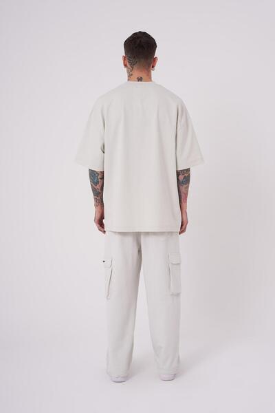 Machinist Men's Tired Eyes Embroidered Oversize Gray T-Shirt